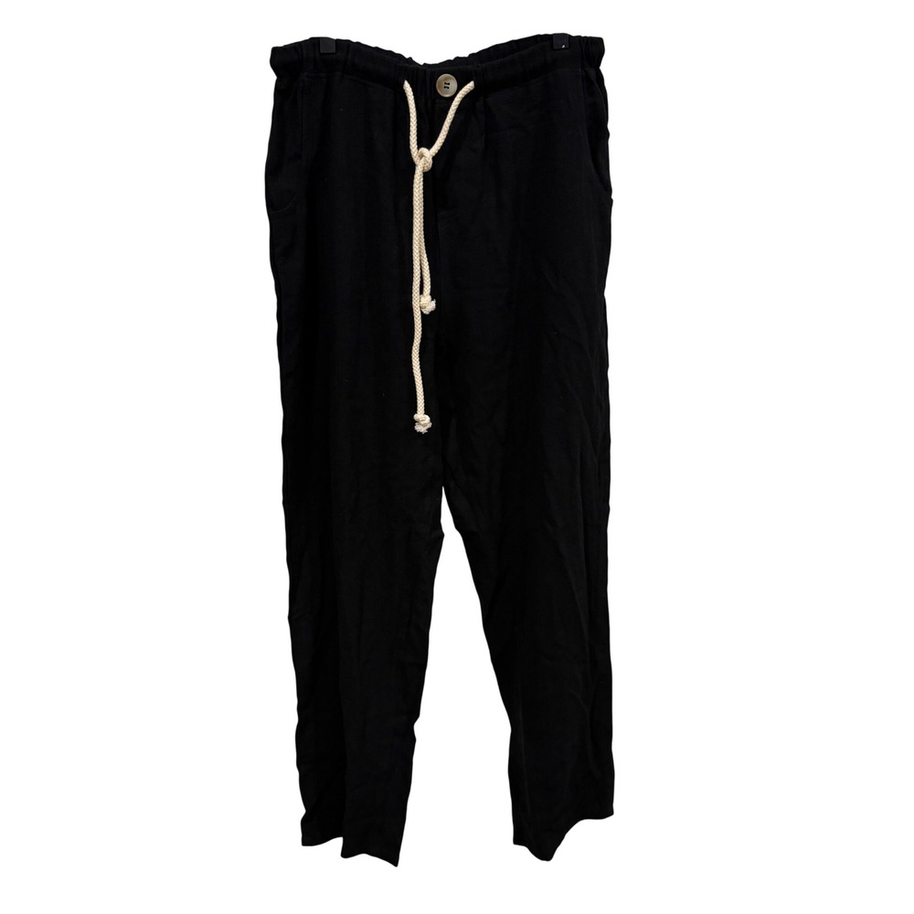 Talulah Black Viscose Hemp Blend Drawstring Relaxed Pants Large S21627